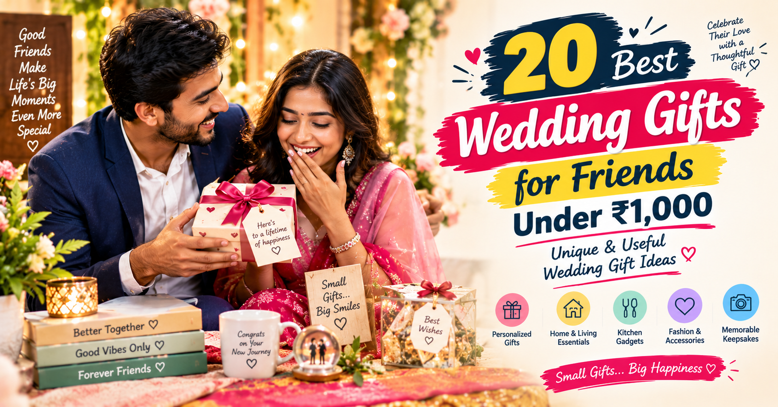 20 Best Wedding Gifts for Friends Under ₹1,000 – Unique & Useful Wedding Gifts 2026