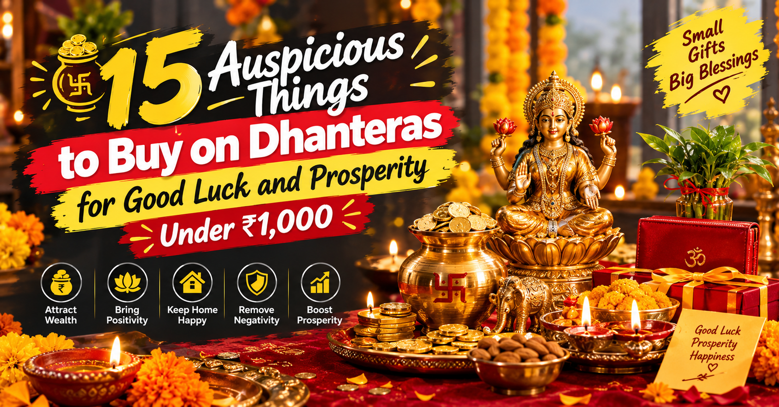 15 Auspicious Things to Buy on Dhanteras for Good Luck and Prosperity Under ₹1,000